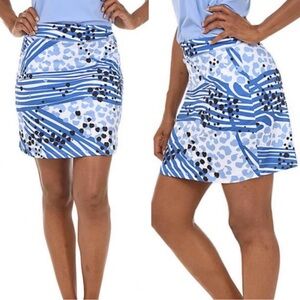 AnaClare Active Blue White Patterned Sport Gold Tennis Pickleball Skirt Skort XL